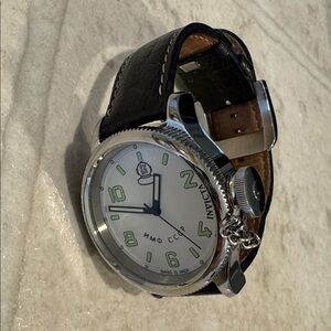 Invicta Black Leather Watch with White Dial